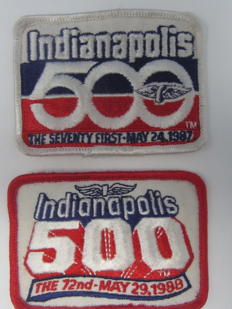 Pair Of Vintage Indianapolis 500 Patches Indy Racing 1987 1988 Embroidered White